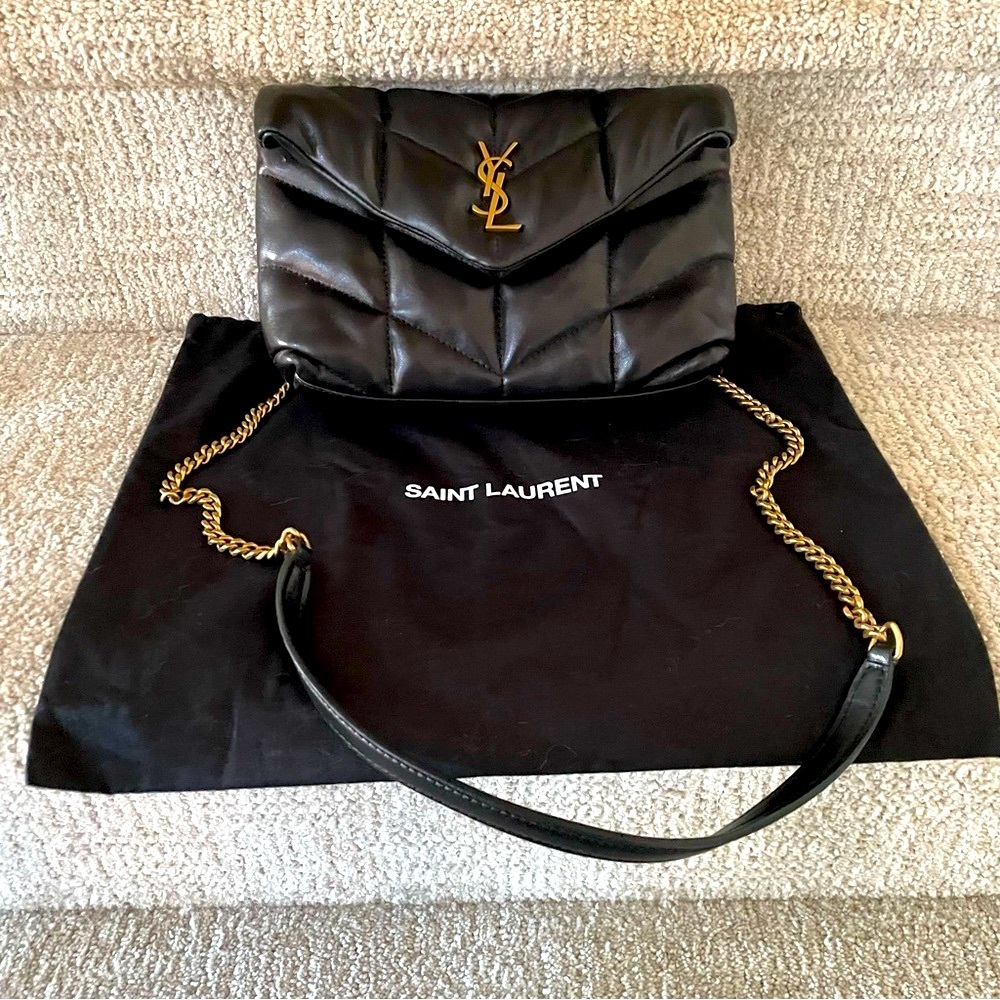 Saint Laurent Toy Puffer Shoulder Bag Quilted Black Lambskin EXCELLENT